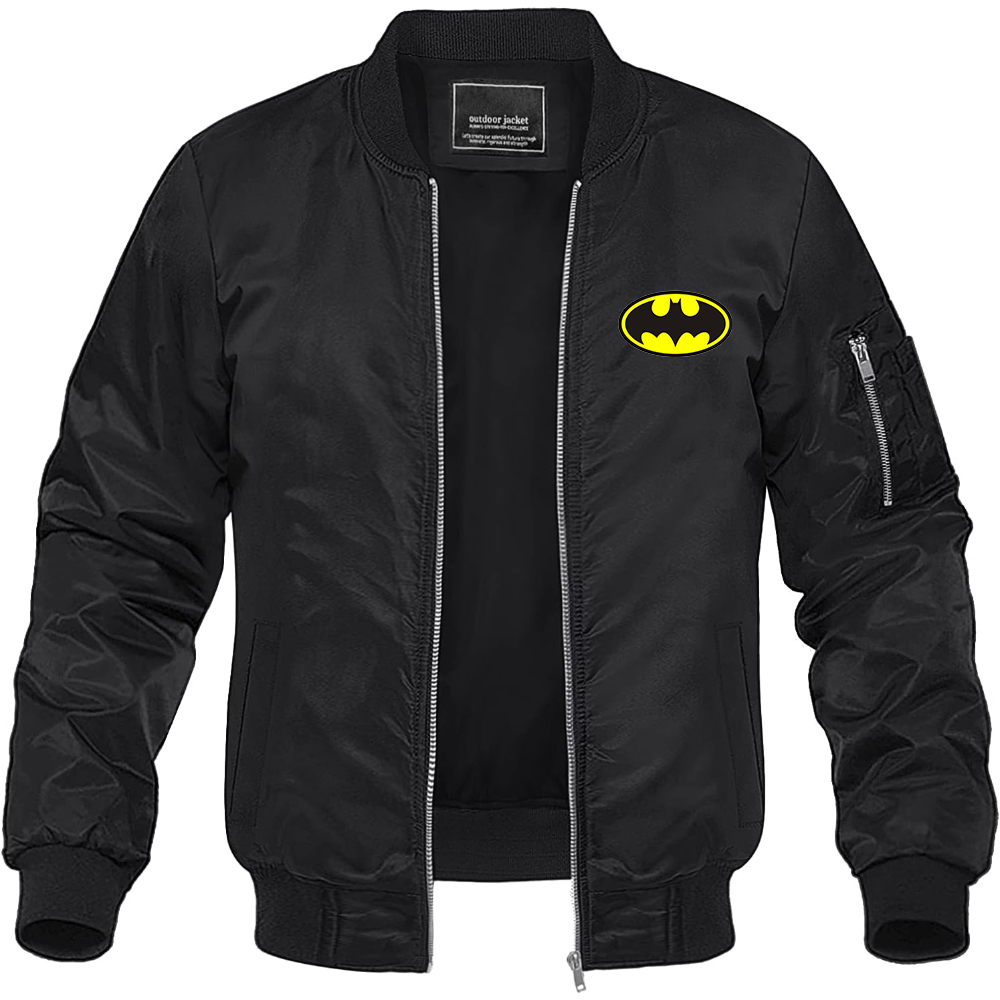 Men's DC Comics Batman Superhero Lightweight Bomber Jacket Windbreaker Softshell Varsity Jacket Coat