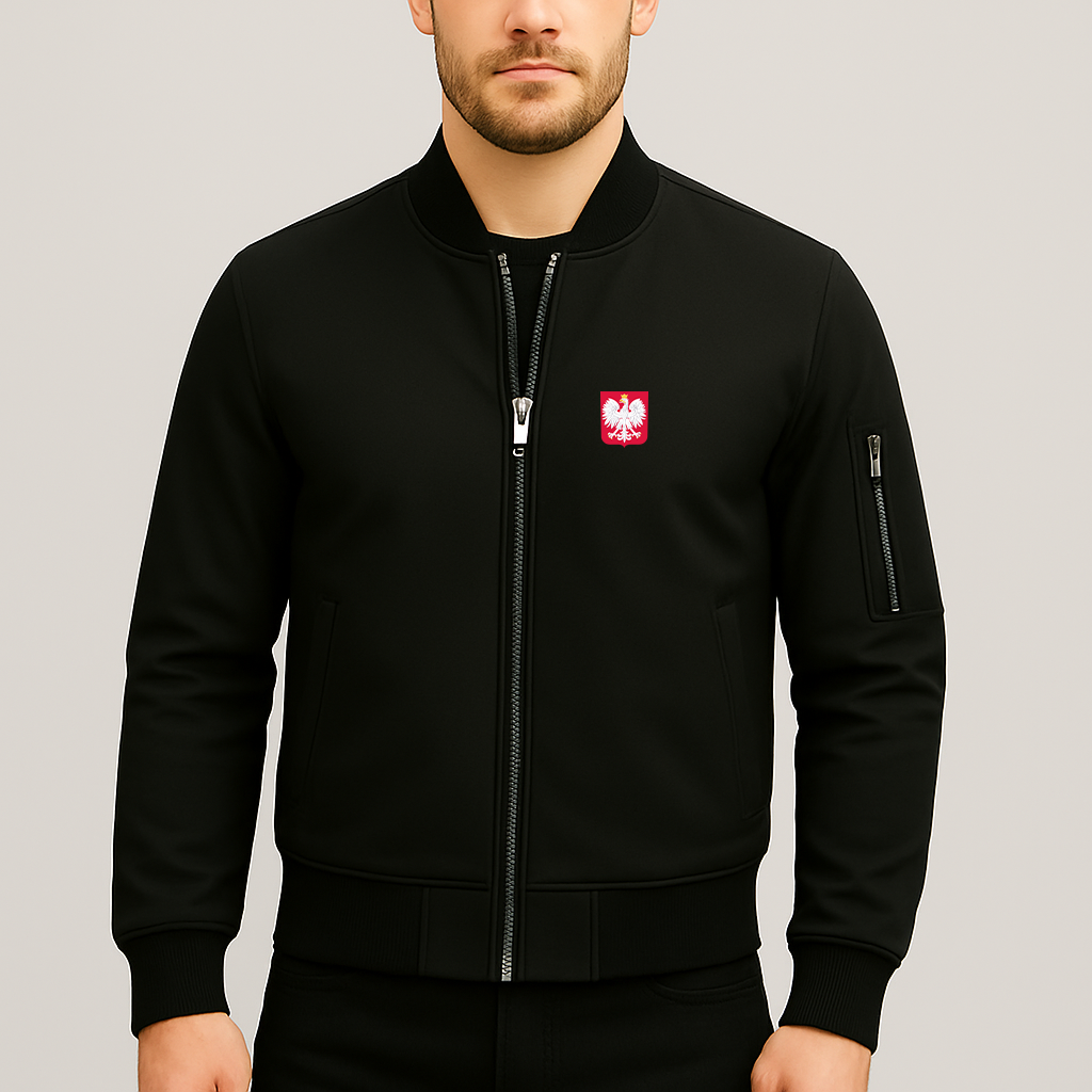 Men's Poland National Soccer Team Lightweight Bomber Jacket Windbreaker Softshell Varsity Jacket Coat