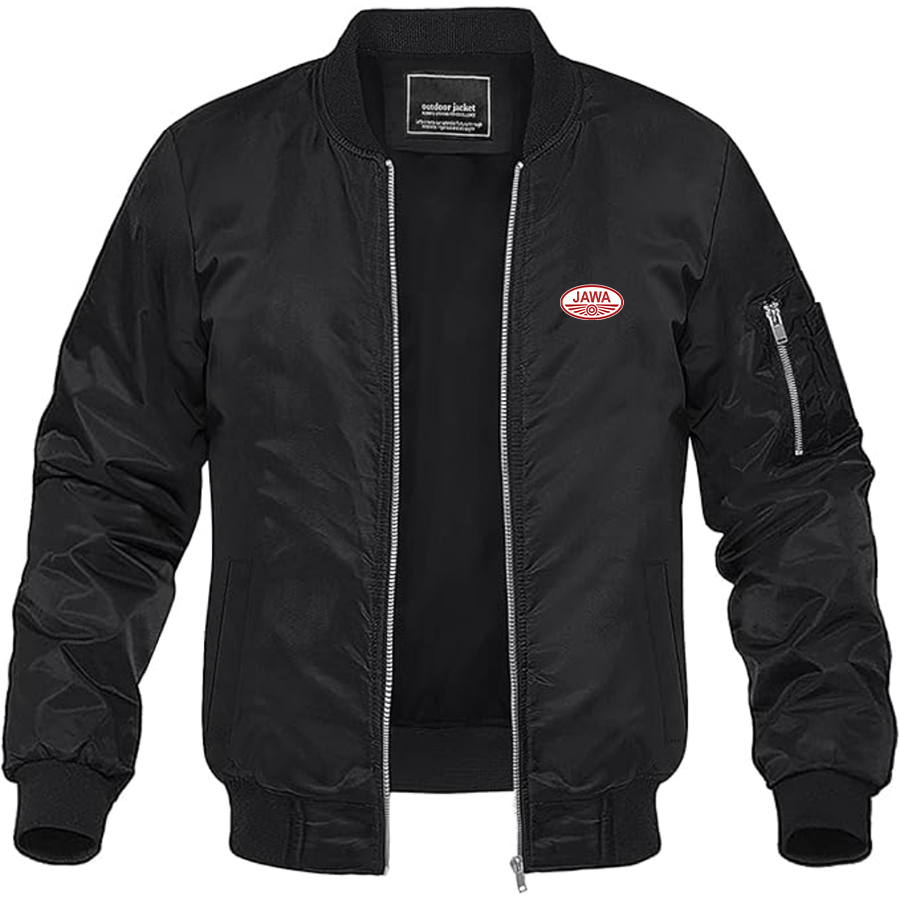 Men's Jawa Logo Lightweight Bomber Jacket Windbreaker Softshell Varsity Jacket Coat