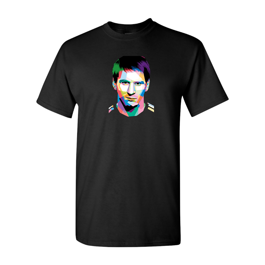 Youth Kids Lionel Messi Face Art Soccer Cotton T-Shirt