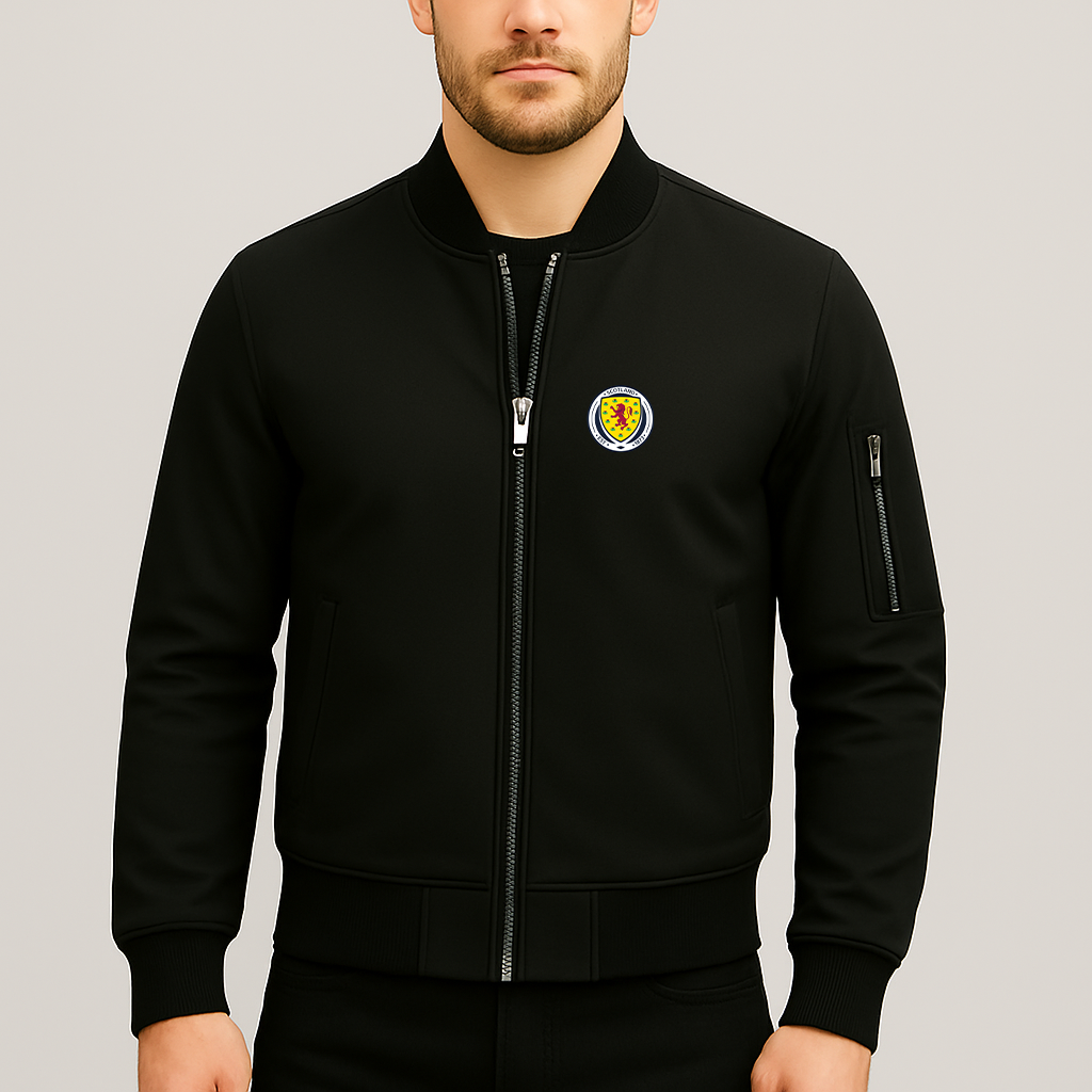 Men's Scotland National Soccer Team Lightweight Bomber Jacket Windbreaker Softshell Varsity Jacket Coat