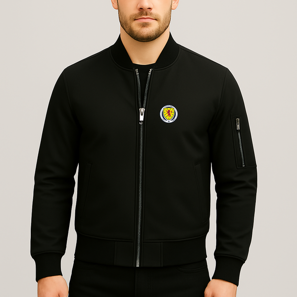 Men's Scotland National Soccer Team Lightweight Bomber Jacket Windbreaker Softshell Varsity Jacket Coat
