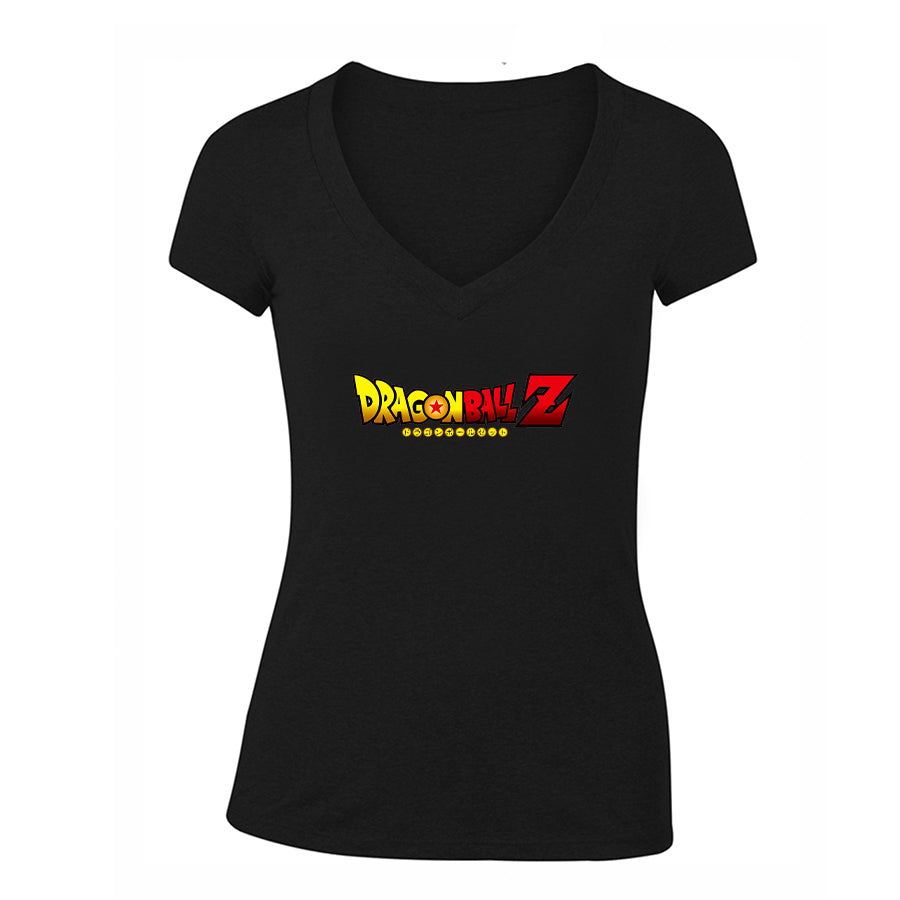 Women's Dragon Ball Z Cartoon Title V-Neck T-Shirt