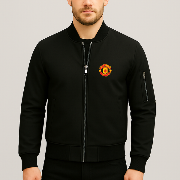 Men’s Manchester United Soccer Lightweight Bomber Jacket Windbreaker Softshell Varsity Jacket Coat