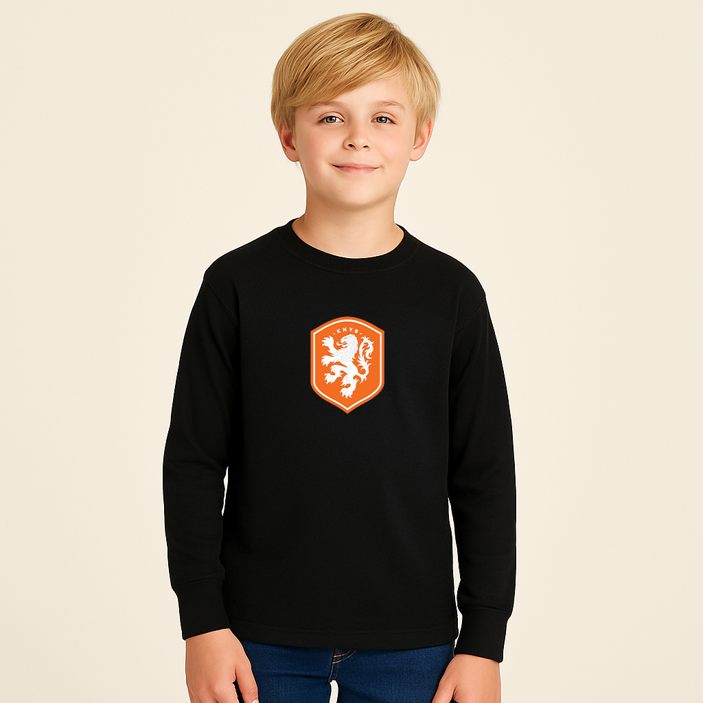 Youth Kids Netherlands National Soccer Team Long Sleeve T-Shirt
