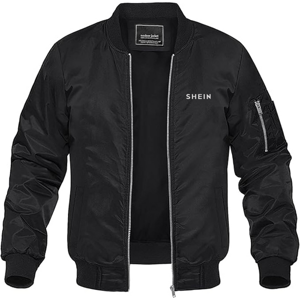 Men's Shein Logo Lightweight Bomber Jacket Windbreaker Softshell Varsity Jacket Coat