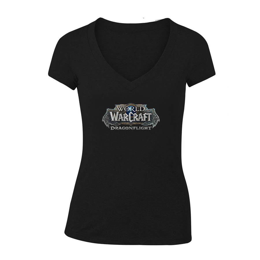 Women's World of Warcraft Dragon Flight Game V-Neck T-Shirt