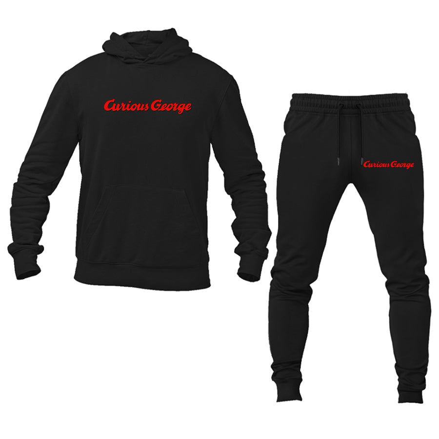 Men's Curious George Cartoon Hoodie Joggers Set