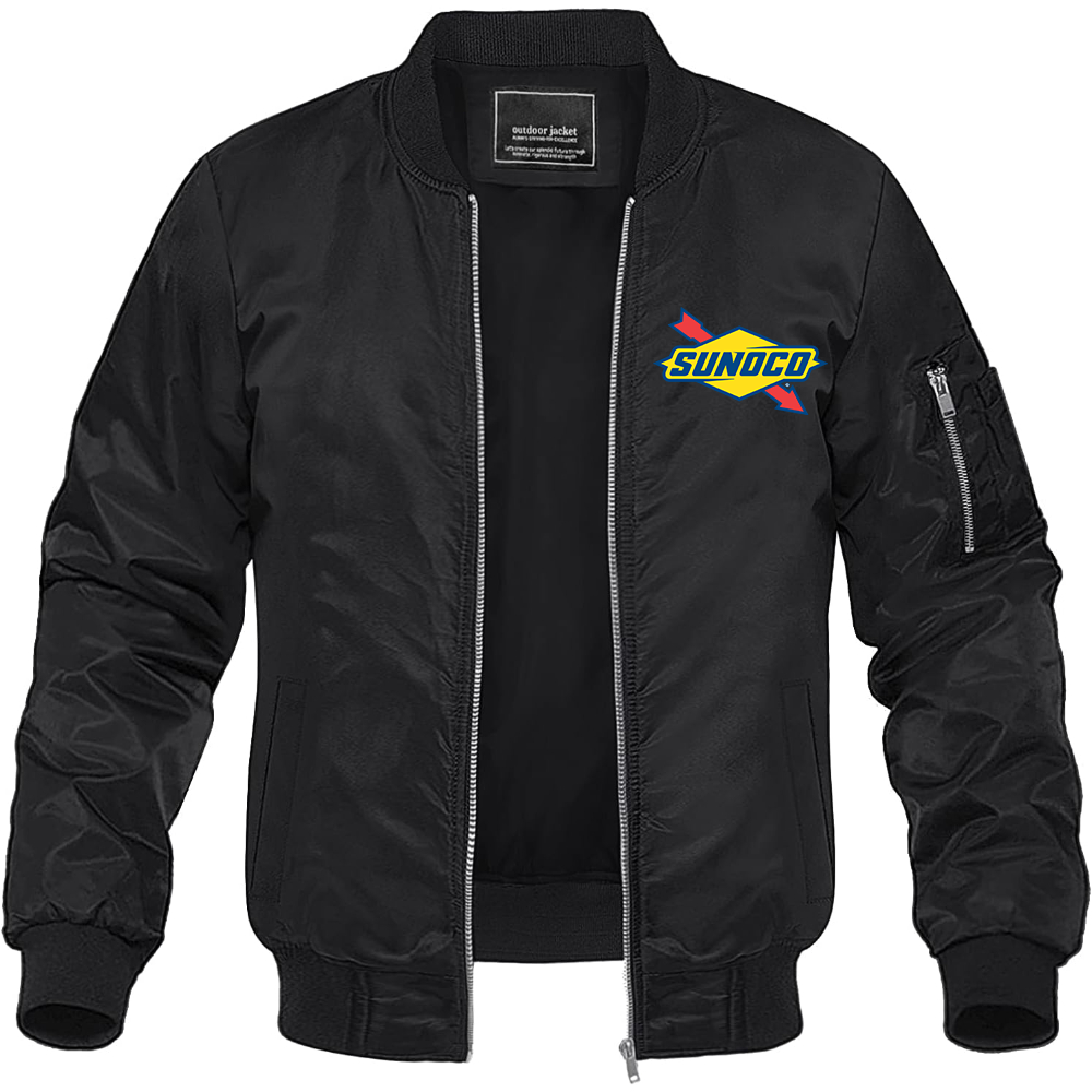 Men's Sunoco Gas Station Lightweight Bomber Jacket Windbreaker Softshell Varsity Jacket Coat