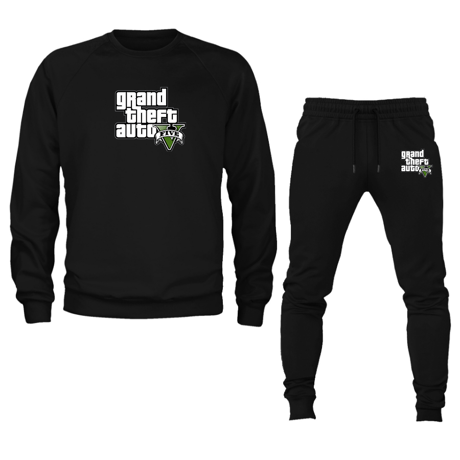 Men's GTA 5 Grand Theft Auto V Crewneck Sweatshirt Joggers Suit Game