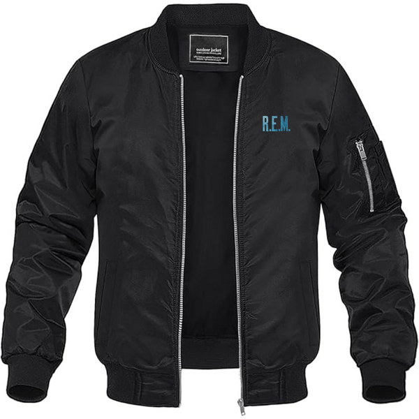 Men's R.E.M. Blue  Lightweight Bomber Jacket Windbreaker Softshell Varsity Jacket Coat