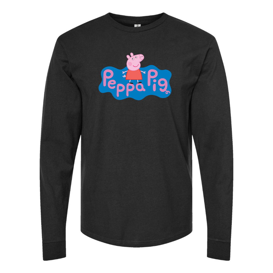 Men's Pegga Pig Cartoon Long Sleeve T-Shirt