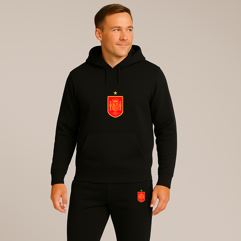 Men's Spain Red Logo National Soccer Team Hoodie Joggers Set
