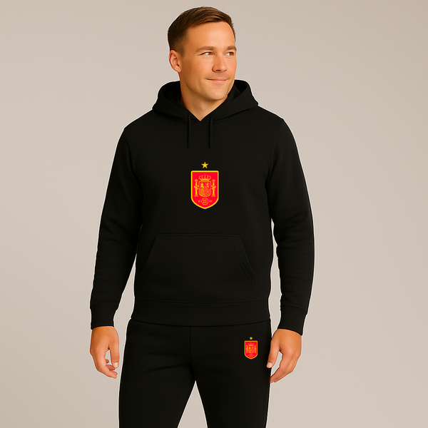 Men's Spain Red Logo National Soccer Team Hoodie Joggers Set