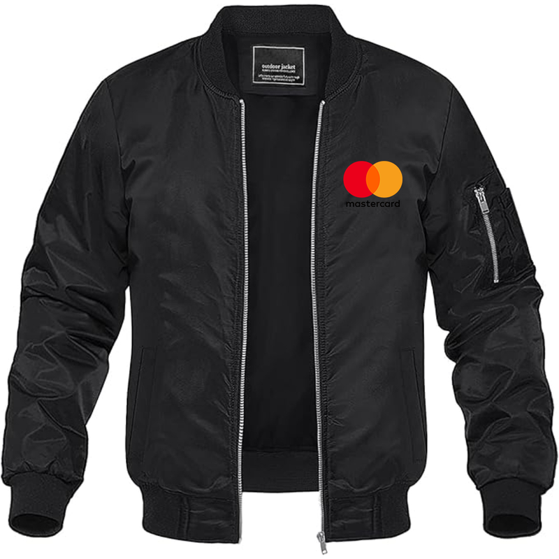 Men's  Mastercard Logo Lightweight Bomber Jacket Windbreaker Softshell Varsity Jacket Coat