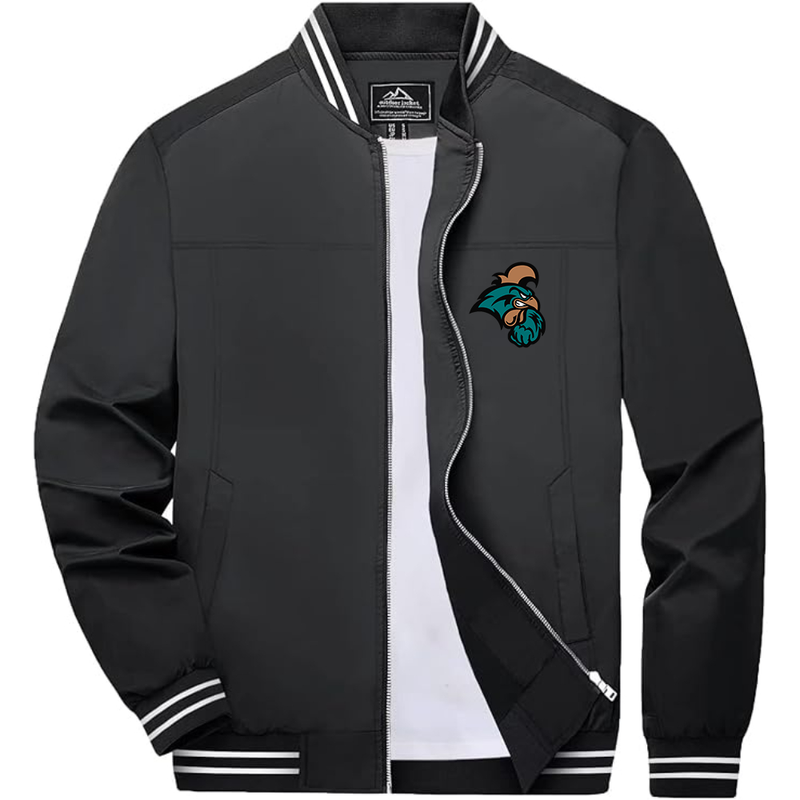 Men's  Coastal Carolina Chanticleers Lightweight Zip-Up Bomber Jacket with Ribbed Collar and Cuffs Versatile Casual Outerwear