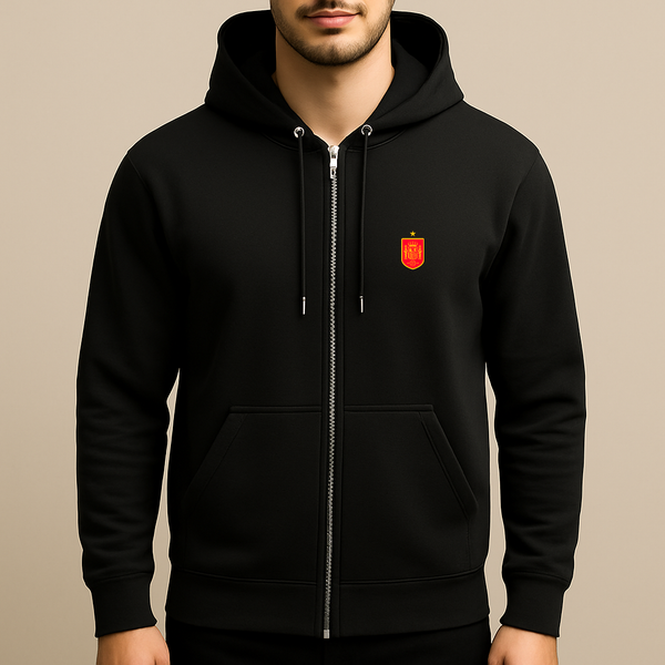 Men's Spain Red Logo National Soccer Team Zipper Hoodie