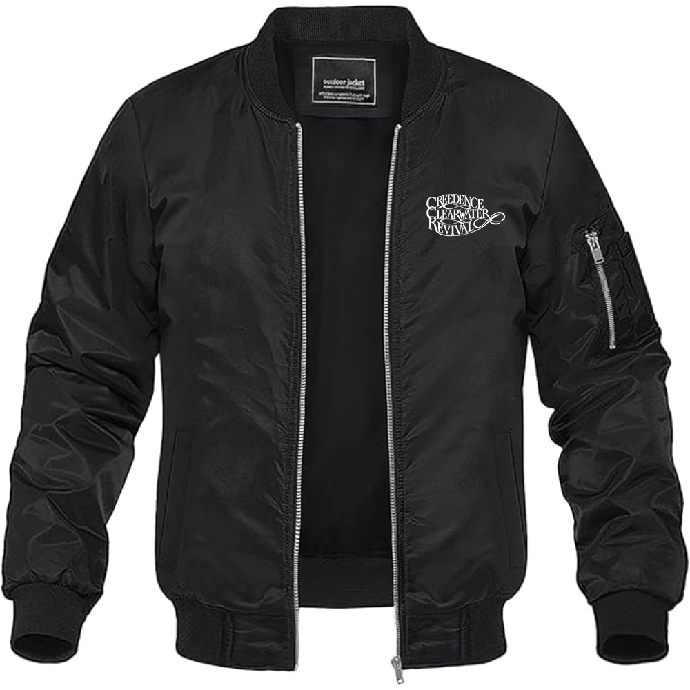 Men's Creedence Clearwater Revival Logo Lightweight Bomber Jacket Windbreaker Softshell Varsity Jacket Coat