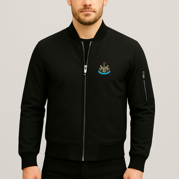 Men's Newcastle United FC Lightweight Bomber Jacket Windbreaker Softshell Varsity Jacket Coat