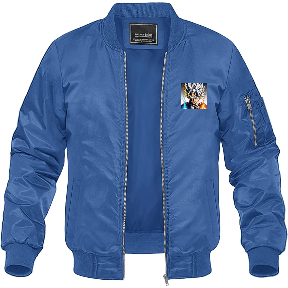 Men's Goku Fire Dragon Ball Z Cartoon Lightweight Bomber Jacket Windbreaker Softshell Varsity Jacket Coat
