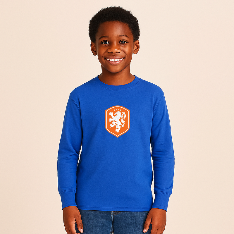 Youth Kids Netherlands National Soccer Team Long Sleeve T-Shirt