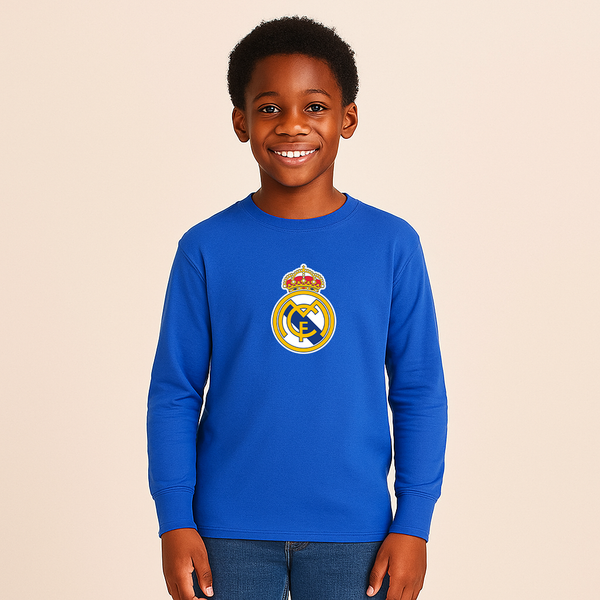 Youth Kids Real Madrid Soccer Long Sleeve T-Shirt