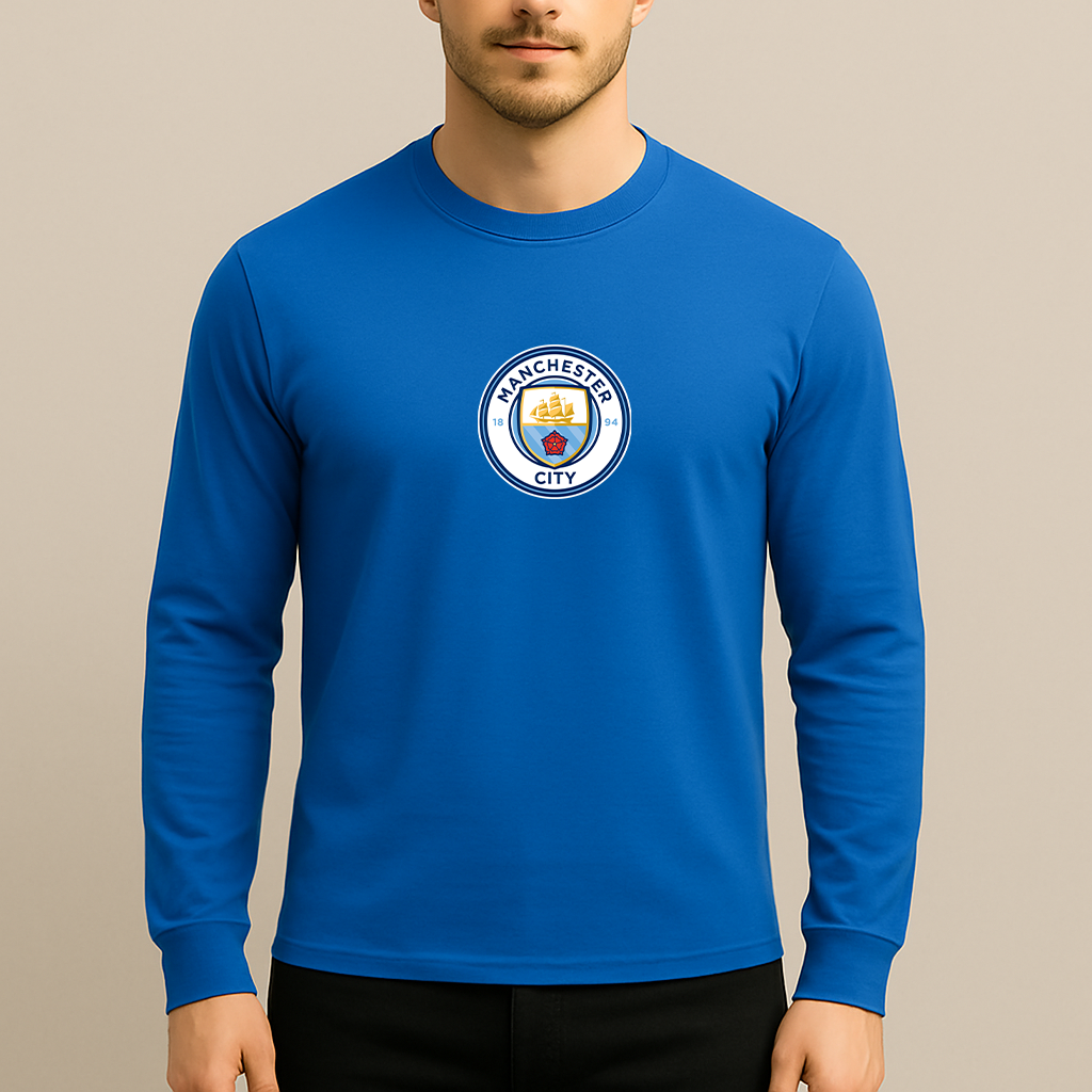 Men's Manchester City Soccer Long Sleeve T-Shirt