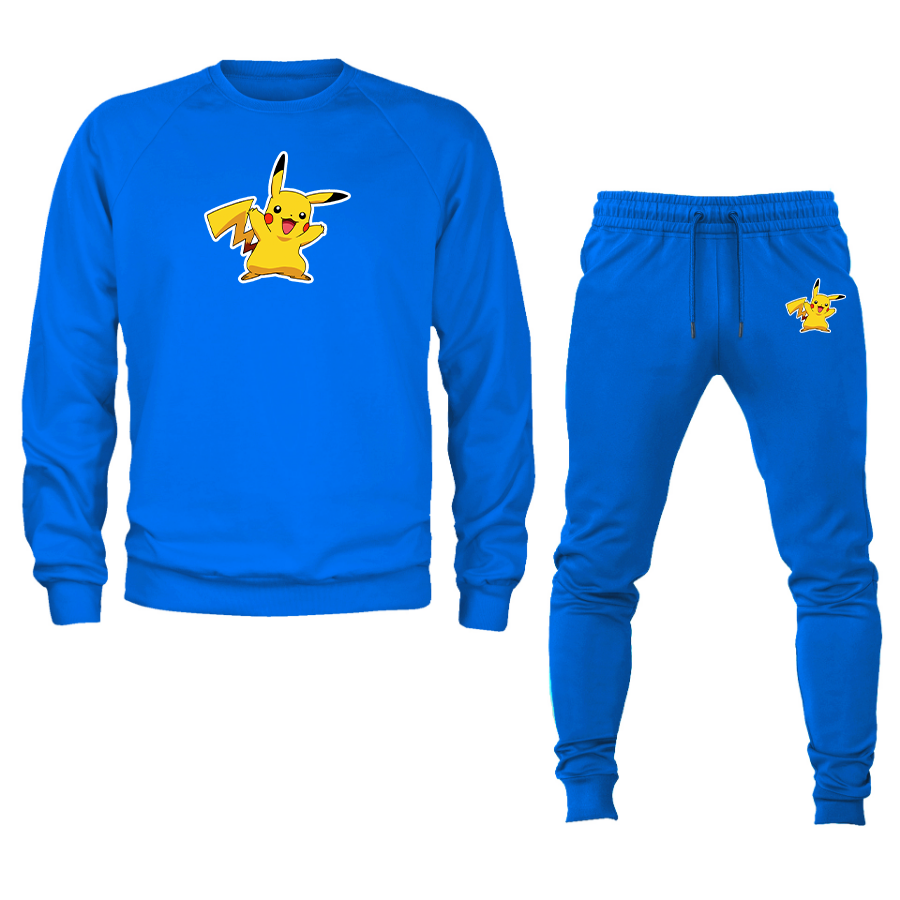 Men's Pikachu Cartoon Crewneck Sweatshirt Joggers Suit