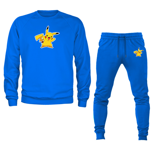 Men's Pikachu Cartoon Crewneck Sweatshirt Joggers Suit