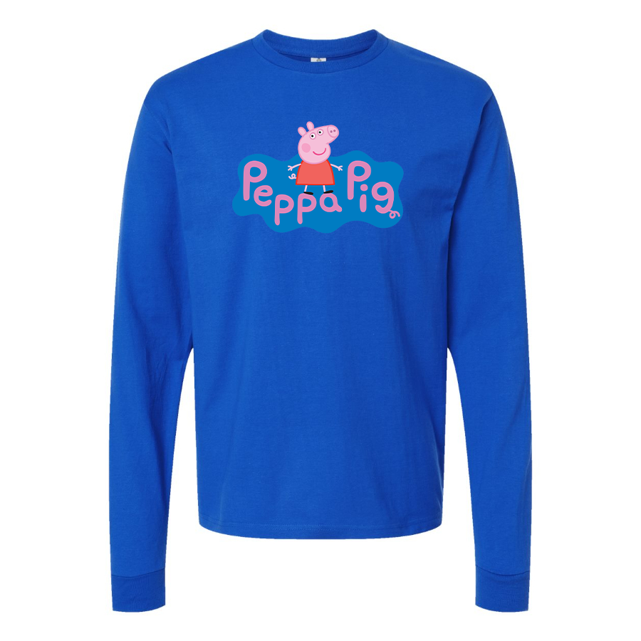 Men's Pegga Pig Cartoon Long Sleeve T-Shirt