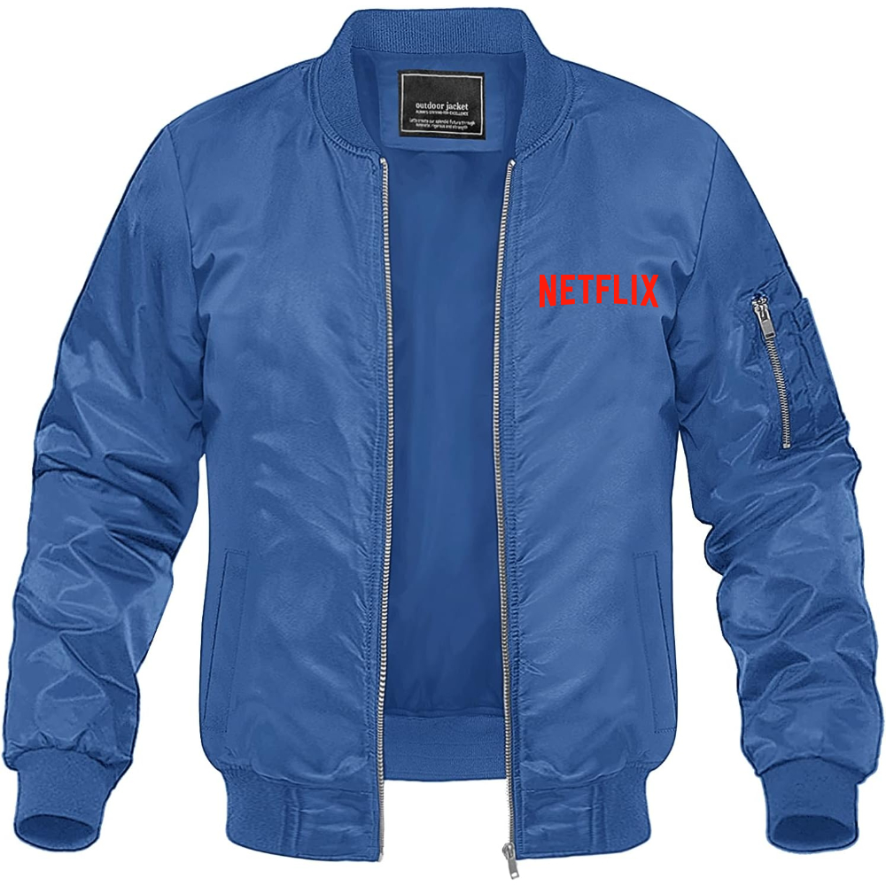 Men's Netflix Movie Show Lightweight Bomber Jacket Windbreaker Softshell Varsity Jacket Coat