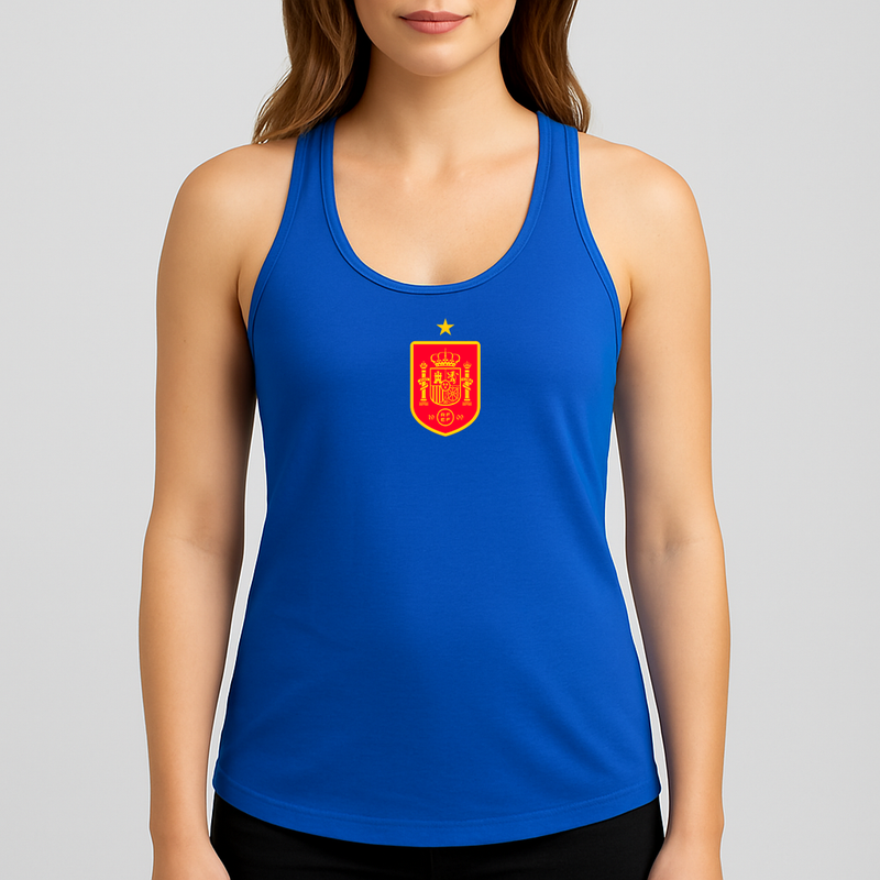 Women's Spain Red Logo National Soccer Team Racerback Tank Top