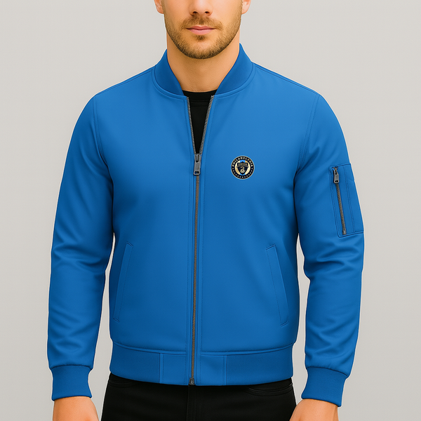 Men's Philadelphia Union FC Lightweight Bomber Jacket Windbreaker Softshell Varsity Jacket Coat