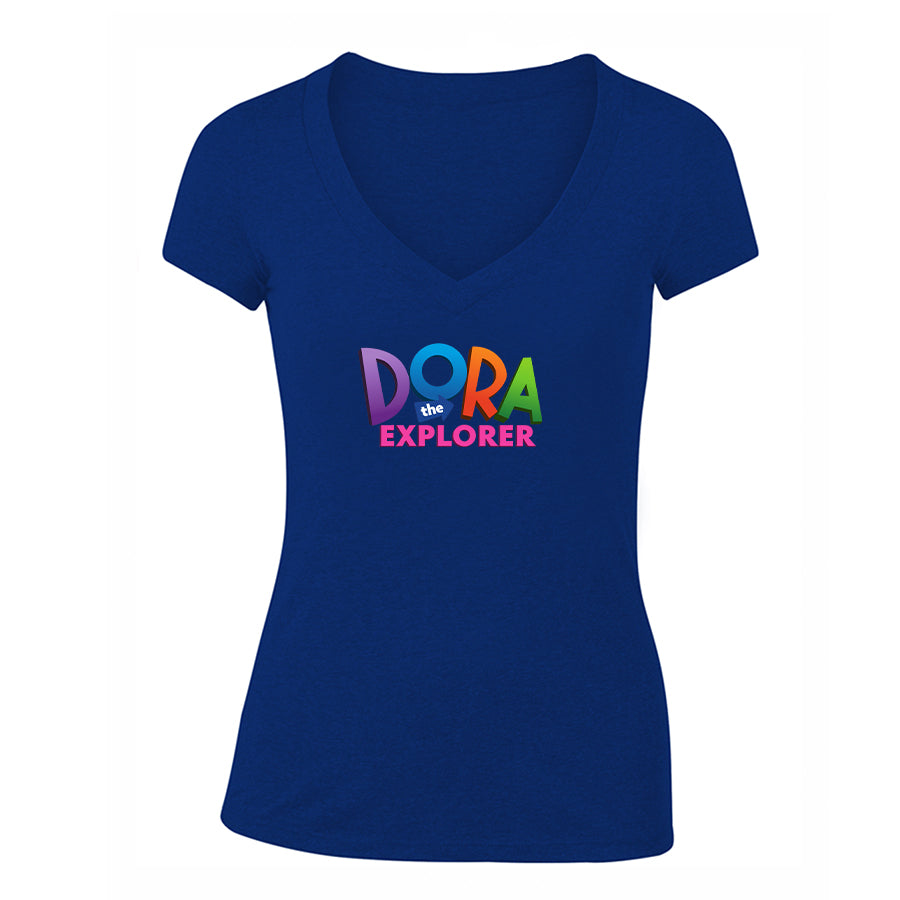 Women's Dora The Explorer Cartoon V-Neck T-Shirt