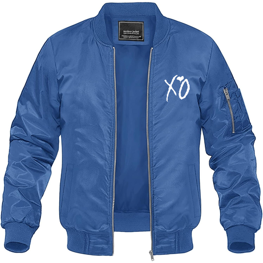 Men’s The Weeknd XO Music Lightweight Bomber Jacket Windbreaker Softshell Varsity Jacket Coat