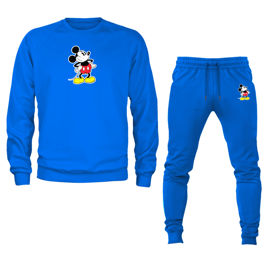 Men's Mickey Mouse Cartoon Crewneck Sweatshirt Joggers Suit