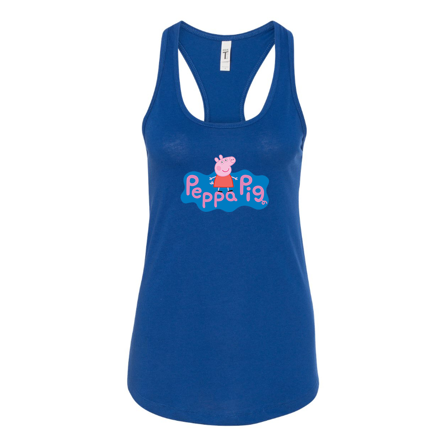 Women's Pegga Pig Cartoon Racerback Tank Top