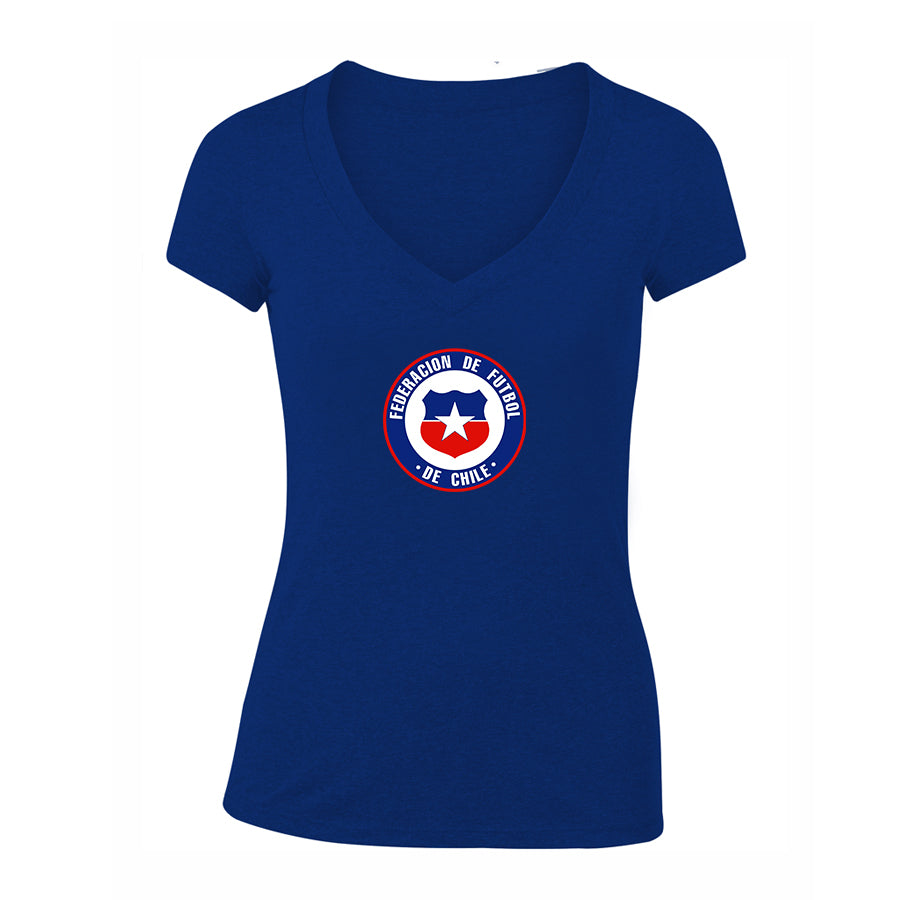 Women's Chile National Soccer Team V-Neck T-Shirt