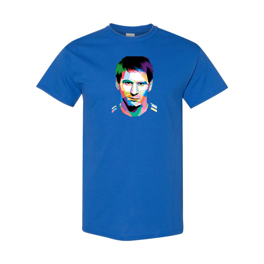 Youth Kids Lionel Messi Face Art Soccer Cotton T-Shirt