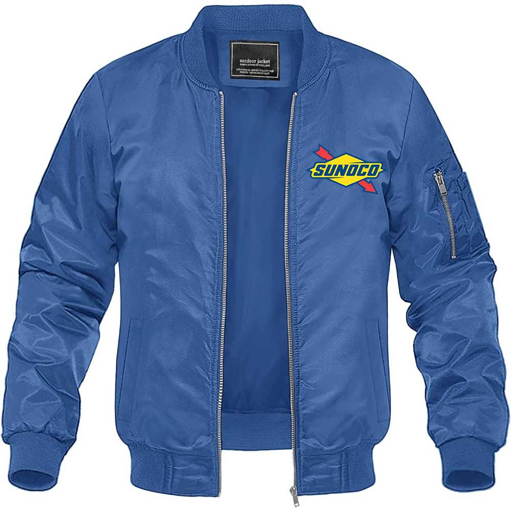 Men's Sunoco Gas Station Lightweight Bomber Jacket Windbreaker Softshell Varsity Jacket Coat