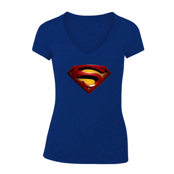 Women's Superman Superhero V-Neck T-Shirt