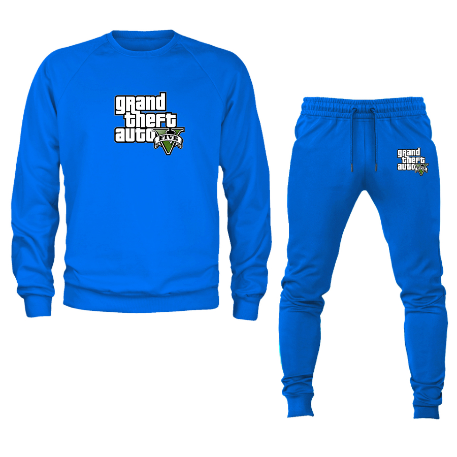 Men's GTA 5 Grand Theft Auto V Crewneck Sweatshirt Joggers Suit Game