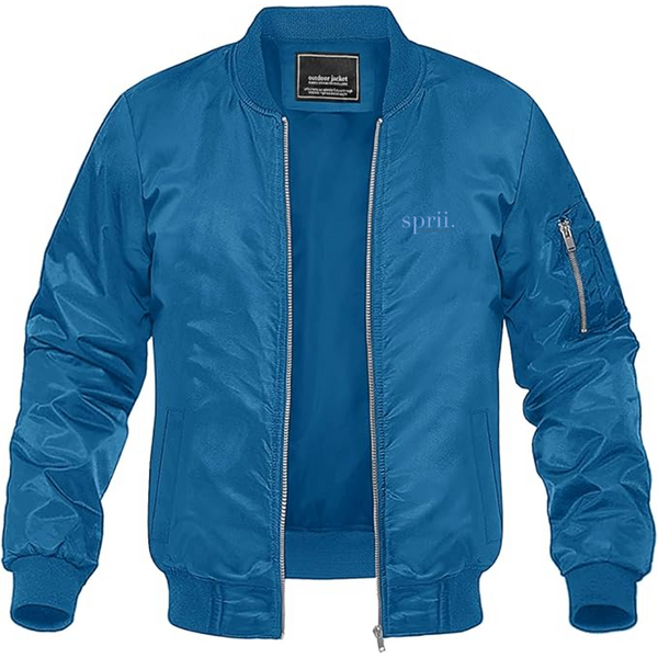 Men's Sprii Logo Lightweight Bomber Jacket Windbreaker Softshell Varsity Jacket Coat