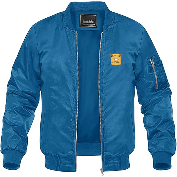 Men's Cutty Sark Logo Lightweight Bomber Jacket Windbreaker Softshell Varsity Jacket Coat
