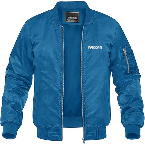 Men's Paccar Logo Lightweight Bomber Jacket Windbreaker Softshell Varsity Jacket Coat