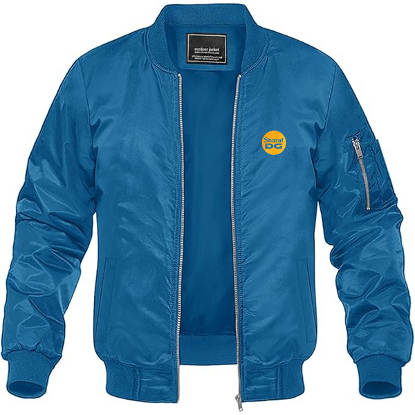 Men's SharafDG Logo Lightweight Bomber Jacket Windbreaker Softshell Varsity Jacket Coat