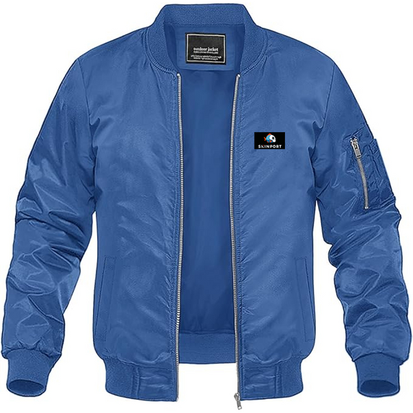 Men's Skinport  Logo Lightweight Bomber Jacket Windbreaker Softshell Varsity Jacket Coat
