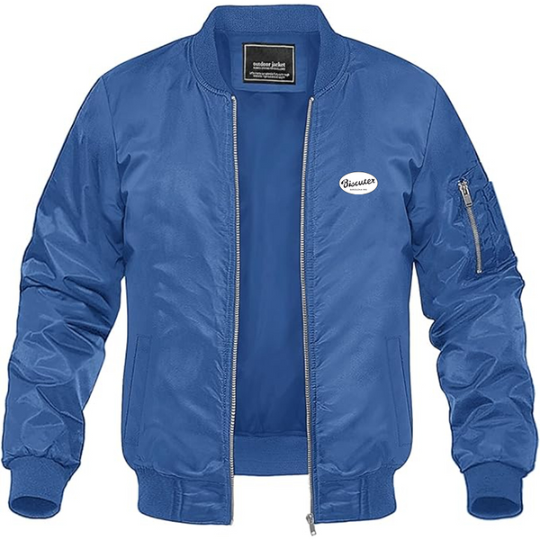 Men's Biscuter Logo Lightweight Bomber Jacket Windbreaker Softshell Varsity Jacket Coat