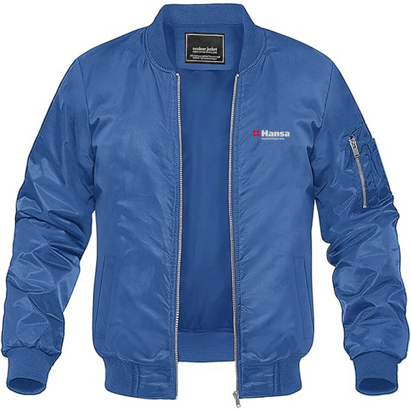Men's Hansa Logo Lightweight Bomber Jacket Windbreaker Softshell Varsity Jacket Coat