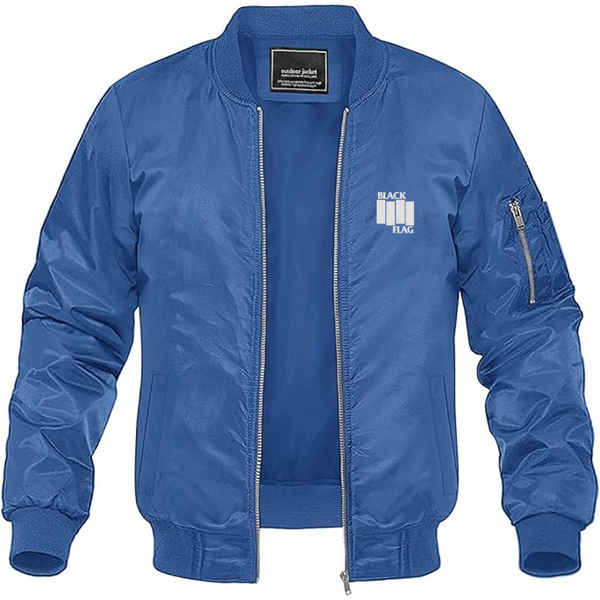 Men's Black Flag Logo Lightweight Bomber Jacket Windbreaker Softshell Varsity Jacket Coat